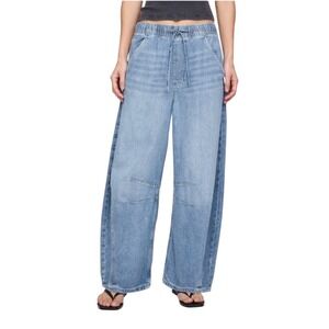 Gap UltraSoft Easy Horseshoe Jeans Light Wash XS Elastic Waist Curved Leg Barrel